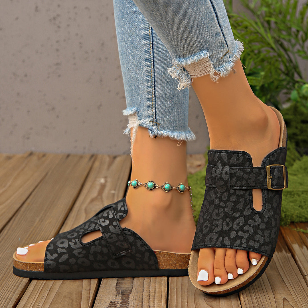 Damen modische Clogs mit stilvollem Tiermuster und komfortablem Fußbett R&B