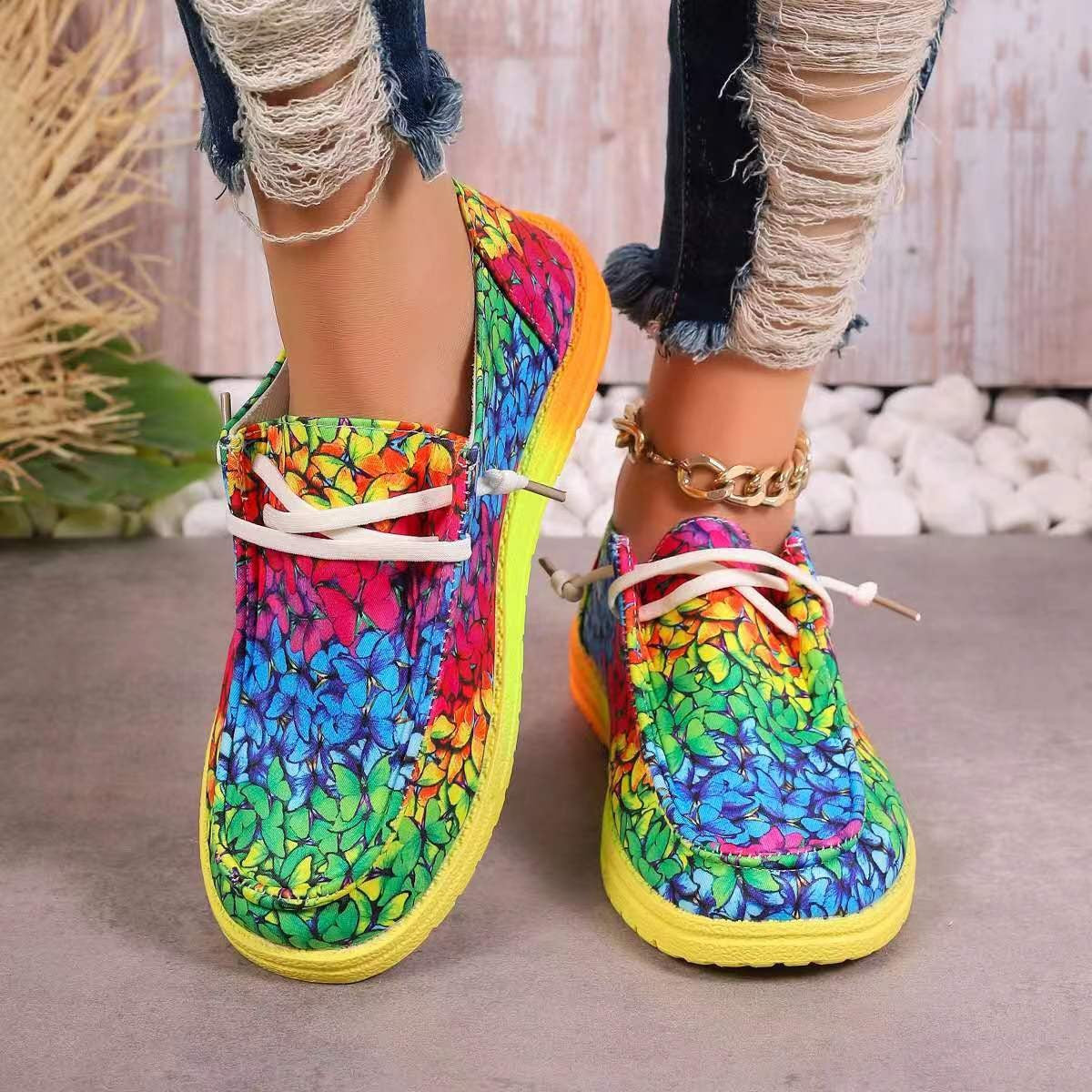 Damen Farbenfrohe Freizeitschuhe mit stylischem Grafikdesign R&B