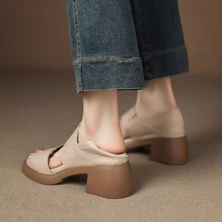 Damen Komfortable Sandalen mit modischen Riemen und bequemer Blockabsatz R&B