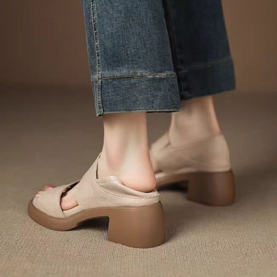 Damen Komfortable Sandalen mit modischen Riemen und bequemer Blockabsatz R&B