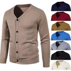 Herren stilvolle Strickjacke mit tiefem V-Ausschnitt und Knopfleiste R&B