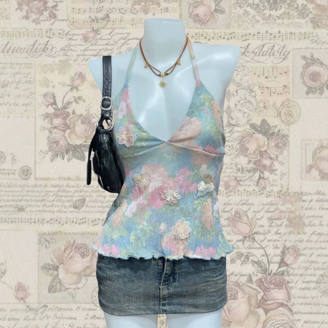 Damen zartes Sommer-Top mit floralen Details R&B