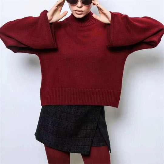 Damen Strickpullover mit lässigem Schnitt und Volumenärmeln R&B