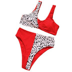 Damen Buntes Bikini mit asymmetrischem Schnitt und hoher Taille R&B