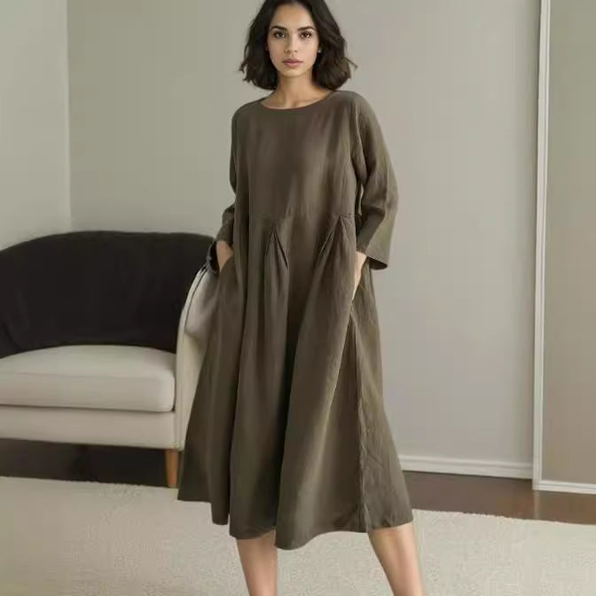 Damen Midikleid mit innovativem Falten-Design R&B
