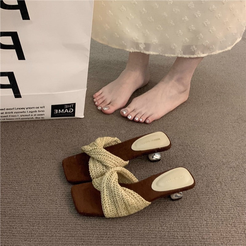 Damen bequeme Zehensandalen mit elegantem geflochtenem Design R&B