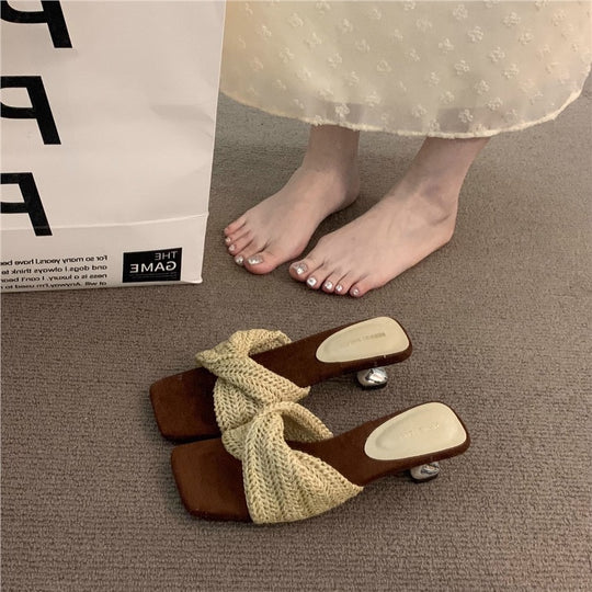 Damen bequeme Zehensandalen mit elegantem geflochtenem Design R&B
