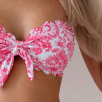 Damen Bandeau-Bikini mit raffinierten Blumenakzenten R&B