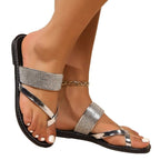 Damen Badesandalen mit glamourösem Strass-Akzent und R&Brnem Kreuzriemen-Design R&B