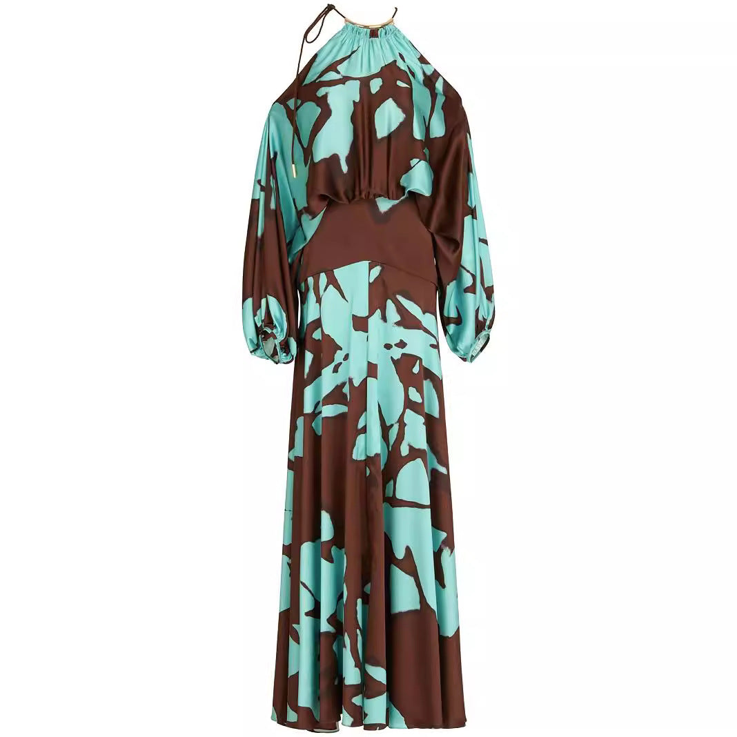 Damen Maxikleid mit asymmetrischem Design und fließendem Material R&B