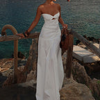 Damen Trägerloses Maxi Kleid mit dekorativem Cut-Out und elegantem Faltenwurf R&B