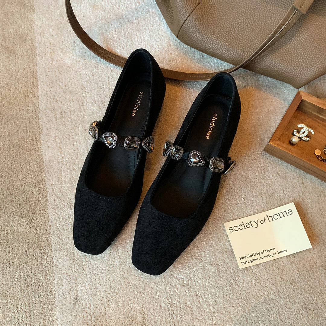 Damen Ballerinas mit modischem Leo-Design und eleganter Schnallenapplikation R&B