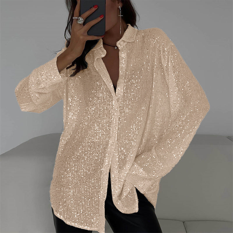 Damen Glitzernde Übergröße Bluse R&B