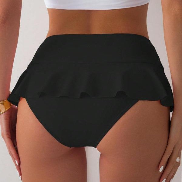 Damen Badeset mit eleganter Rüsche und hohem Taille R&B