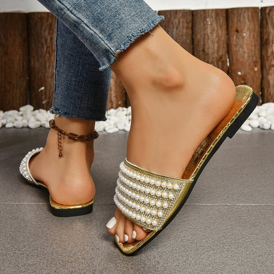 Damen Glamouröse Riemen-Sandalen mit Perlen-Applikation R&B
