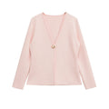 Damen lässiger V-Ausschnitt Cardigan mit dekorativem Knopf R&B