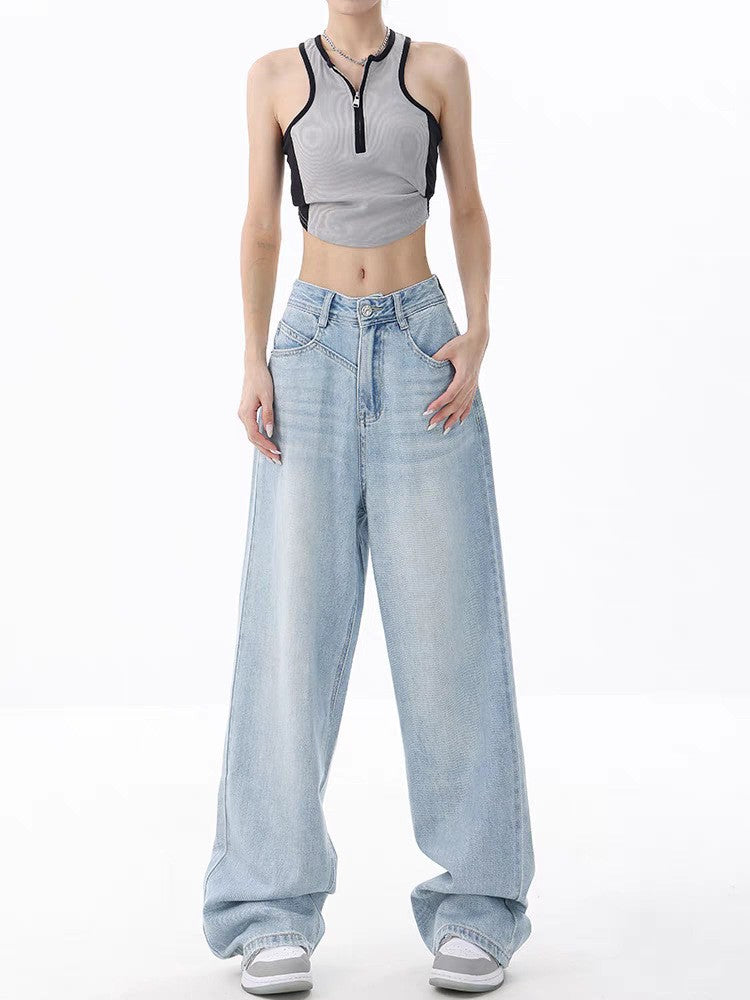 Damen Weite High-Waist Jeans mit lässigem Schnitt und modernem Design R&B