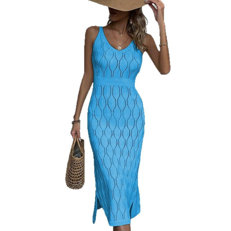 Damen gehäkeltes Midi-Kleid mit raffiniertem Mustermix R&B