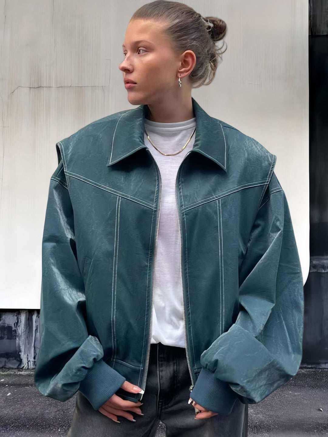 Damen lässige Oversized-Bomberjacke R&B
