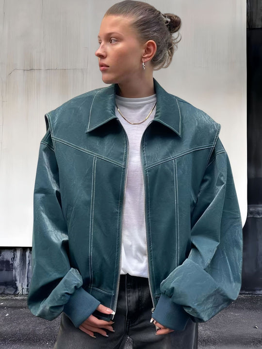 Damen lässige Oversized-Bomberjacke R&B