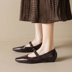 Damen elegante Ballerinas mit modischem Riemen und bequemem Absatz