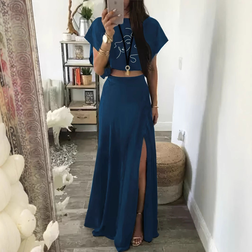 Damen Zweiteiliges Set mit Crop-Top und Maxirock R&B