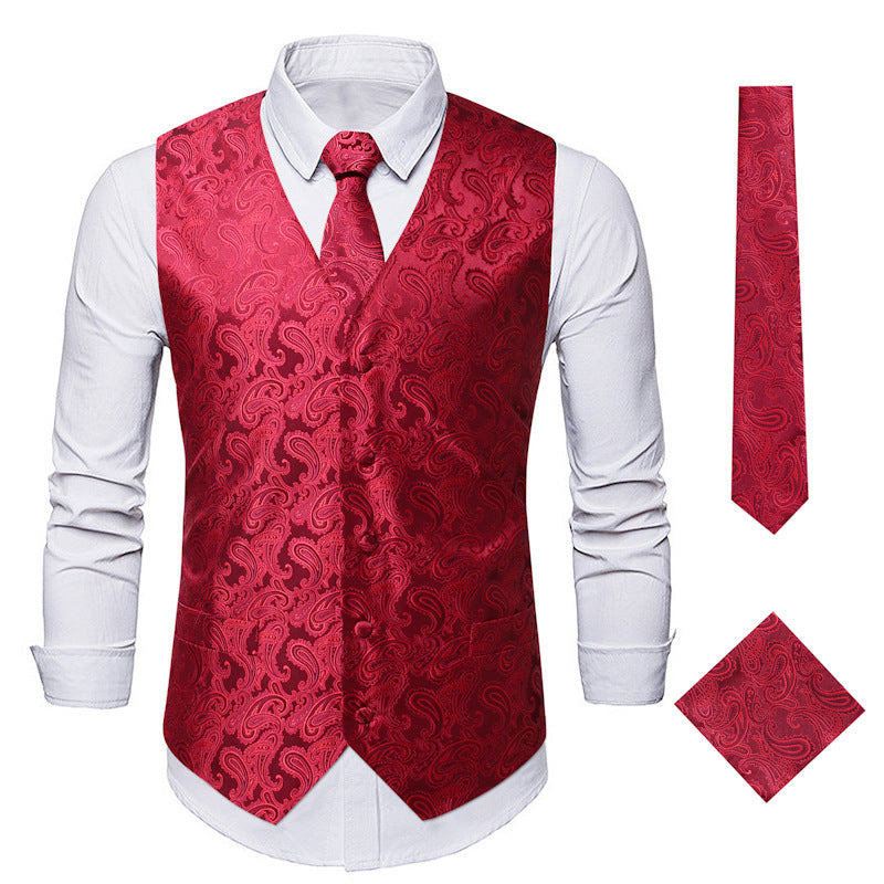 Herren elegante Anzugweste mit eleganten Paisley-Muster und passendem Zubehör R&B