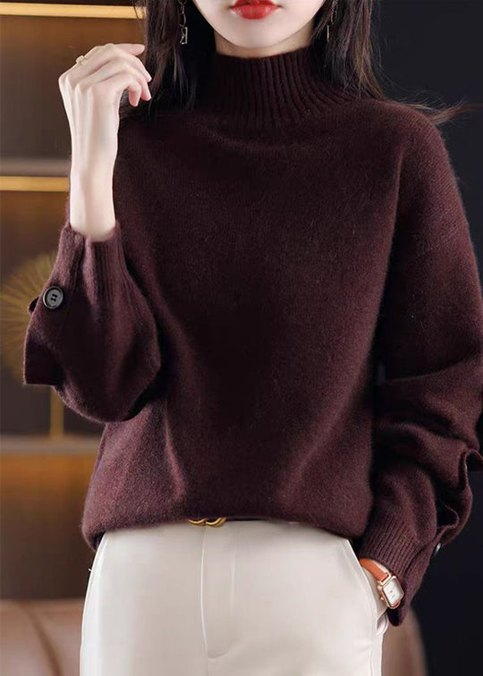 Damen Eleganter Rollkragenpullover mit Knopfdetails und weichem Material R&B