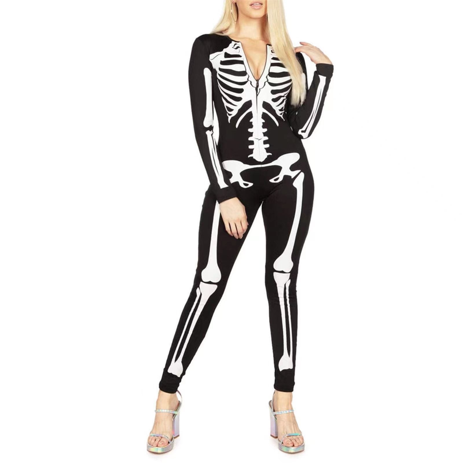 Femme Skeleton Print Bodysuit R&B