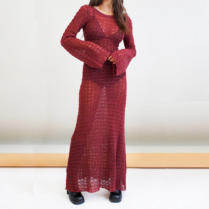 Damen langes, gehäkeltes Strandkleid R&B