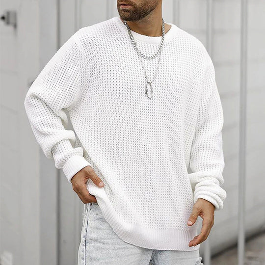 Herren Grobstrickpullover mit strukturiertem Muster und lässigem Schnitt R&B
