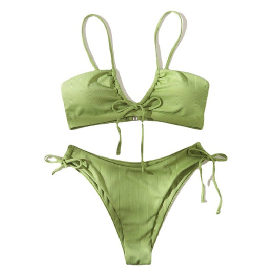Damen Bikini-Set mit raffiniertem Wickeldetail und verstellbaren Trägern R&B