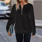 Damen Sportliches Sweatshirt mit halbem Reißverschluss R&B