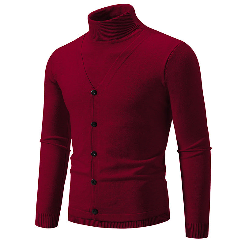 Herren Strickpullover mit hohem Kragen und strukturiertem Design R&B