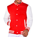Herren sportliche Collegejacke mit kontrastierenden Ärmeln und Druckknöpfen R&B