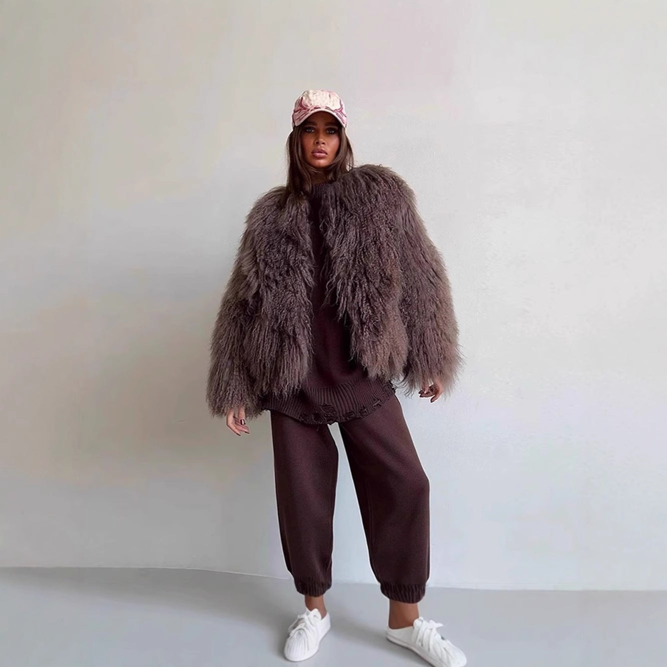 Damen Fleece-Überzieher im trendigen Bouclé-Stil