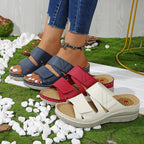 Damen modische Wedge-Sandalen mit geschlossenen Riemen und atmungsaktivem Fußbett R&B