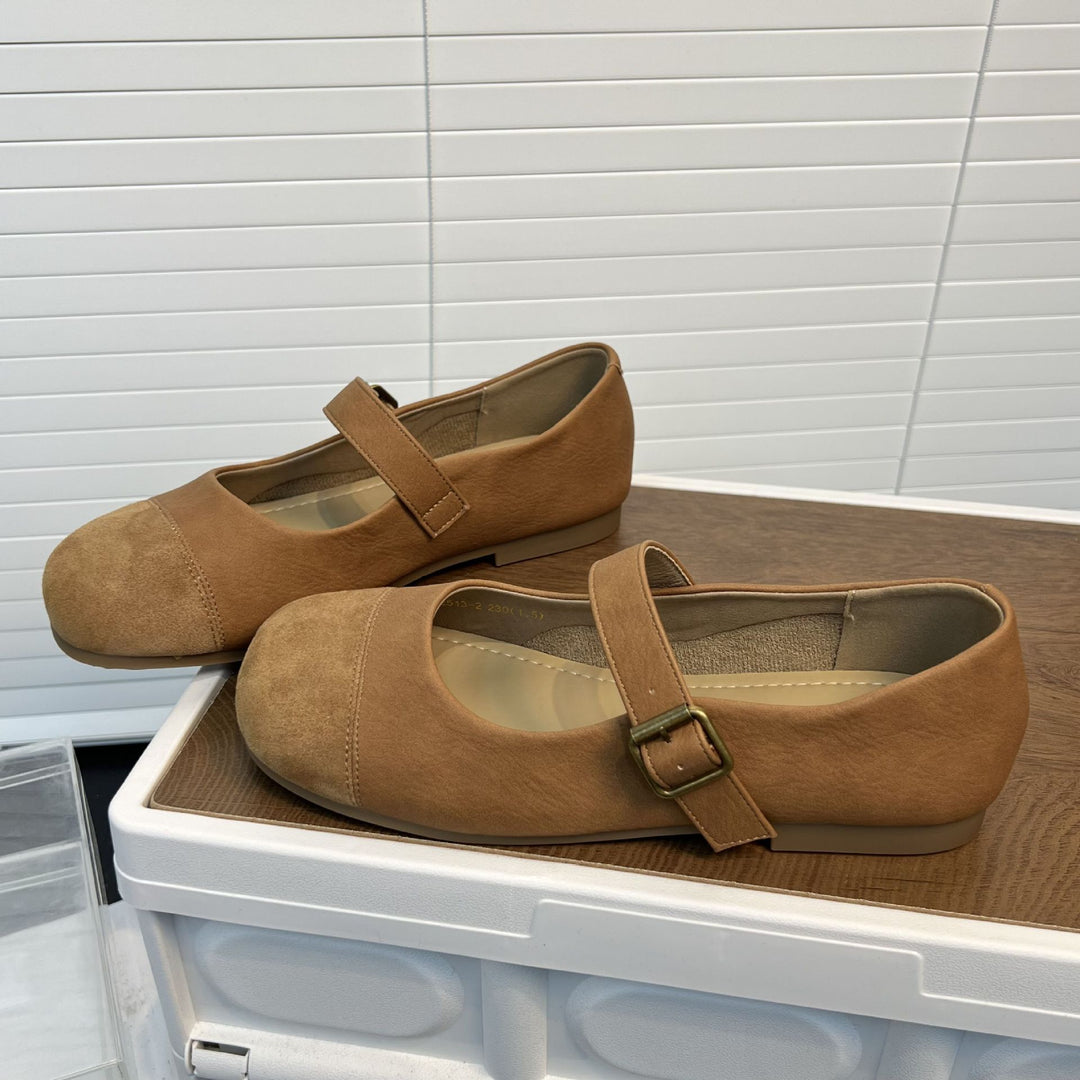 Damen klassische Ballerinas mit verstellbarem Riemen und bequemer Innensohle R&B