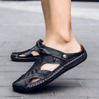 Herren Ergonomische Leder-Sandalen mit verstellbarem Riemen R&B