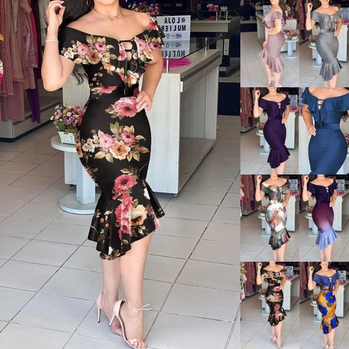 Damen Glitzerndes Midi-Kleid mit Rüschen und Schlitz R&B