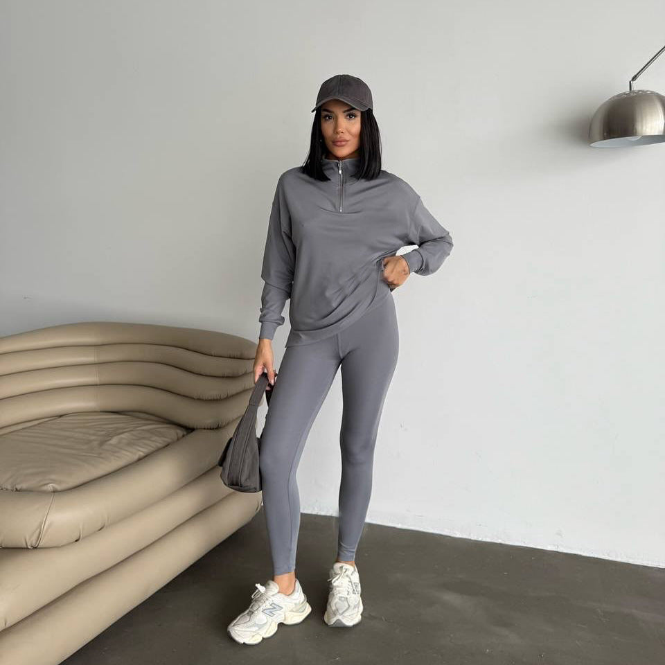 Damen Sportlicher Hoodie mit Stehkragen R&B