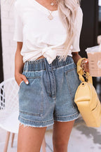 Damen Denim-Shorts mit elastischem Bund R&B