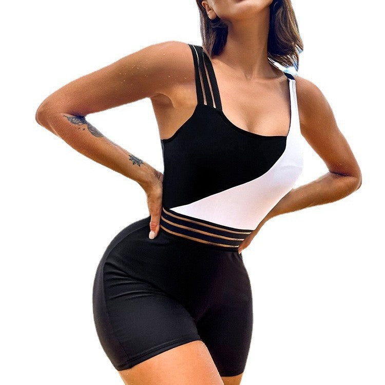 Damen Sportlicher Einteiler Badeanzug mit eleganten grafischen Akzenten R&B