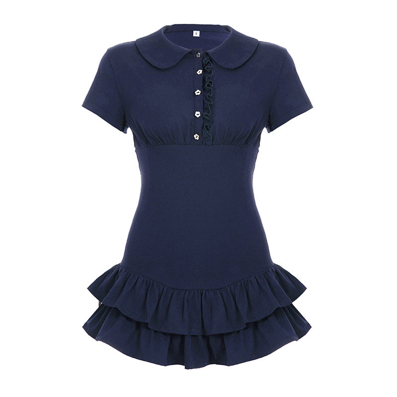 Damen Freizeitkleid mit Volant und elegantem Kragen R&B