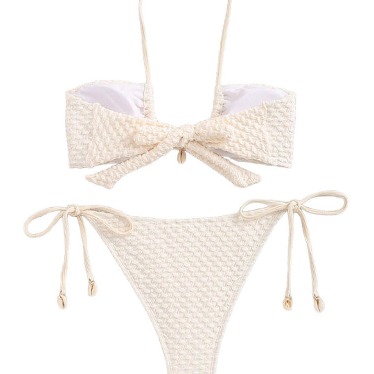 Damen Bandeau-Bikini mit elastischen Bindebändern R&B