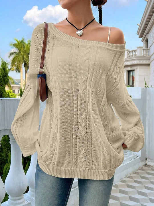 Damen Strickpullover mit asynchronem Schnitt und lockerem Fall R&B