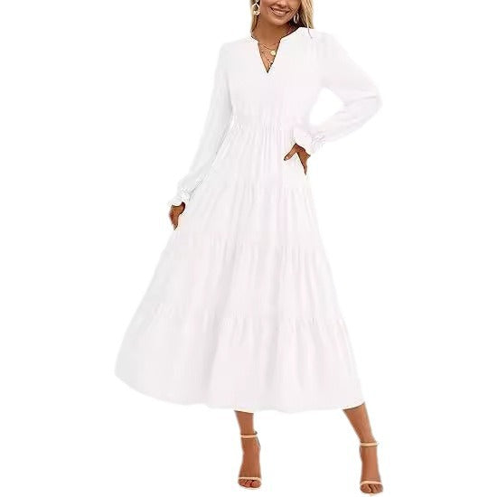 Damen Maxikleid mit modischen Volants und dezentem Cut-out R&B