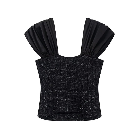 Damen Wickelbluse mit voluminösen Puffärmeln und dekorativen Knopfdetails R&B