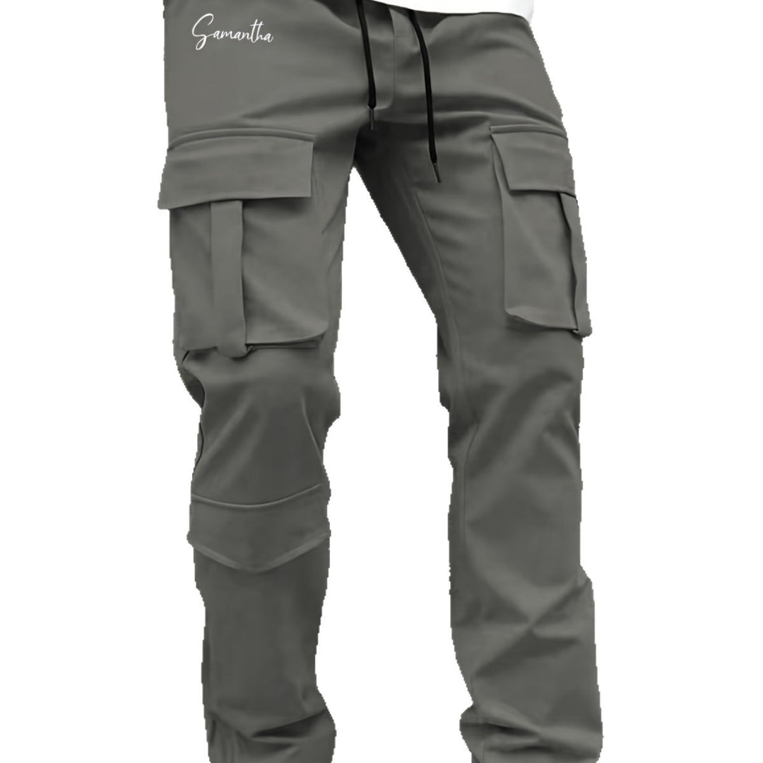Herren Cargo-Hose mit vielseitigen funktionalen Taschen und elastischem Bund Hedi-Mode