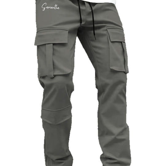 Herren Cargo-Hose mit vielseitigen funktionalen Taschen und elastischem Bund Hedi-Mode